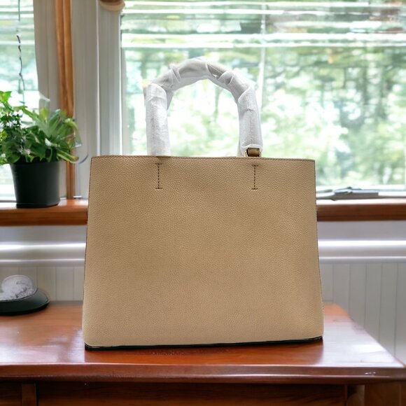 MICHAEL Michael Kors Adele Large Tan Leather Tote Handbag with Grommets - Picture 2 of 12